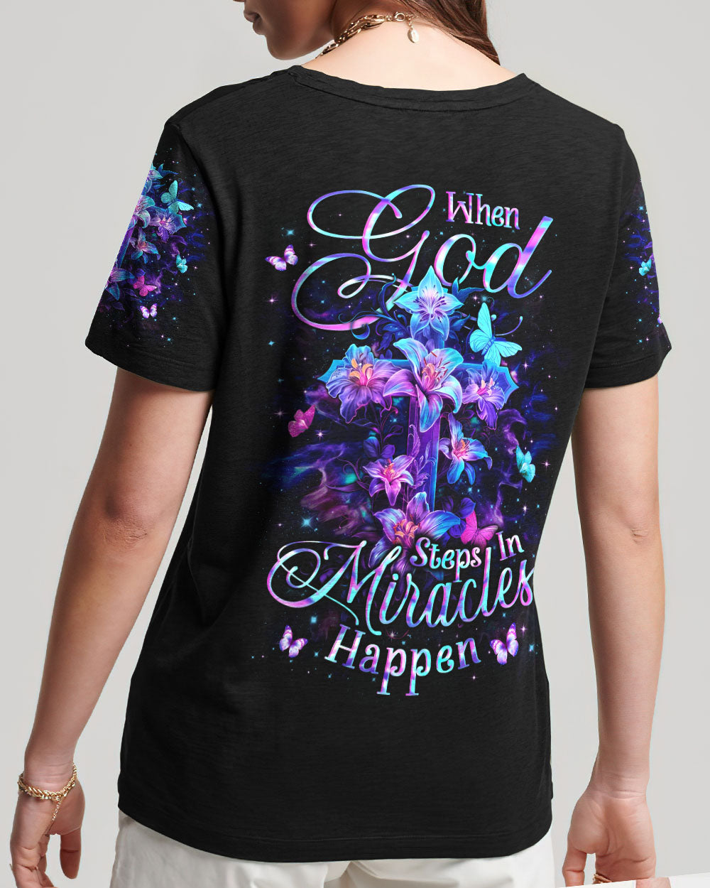 When God Steps In Miracles Happen Women's All Over Print Shirt - Yhln2802242