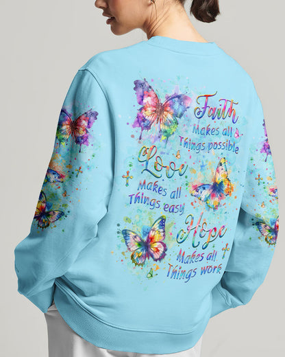 Faith Love Hope Butterfly Women's All Over Print Shirt - Yhlt2003243