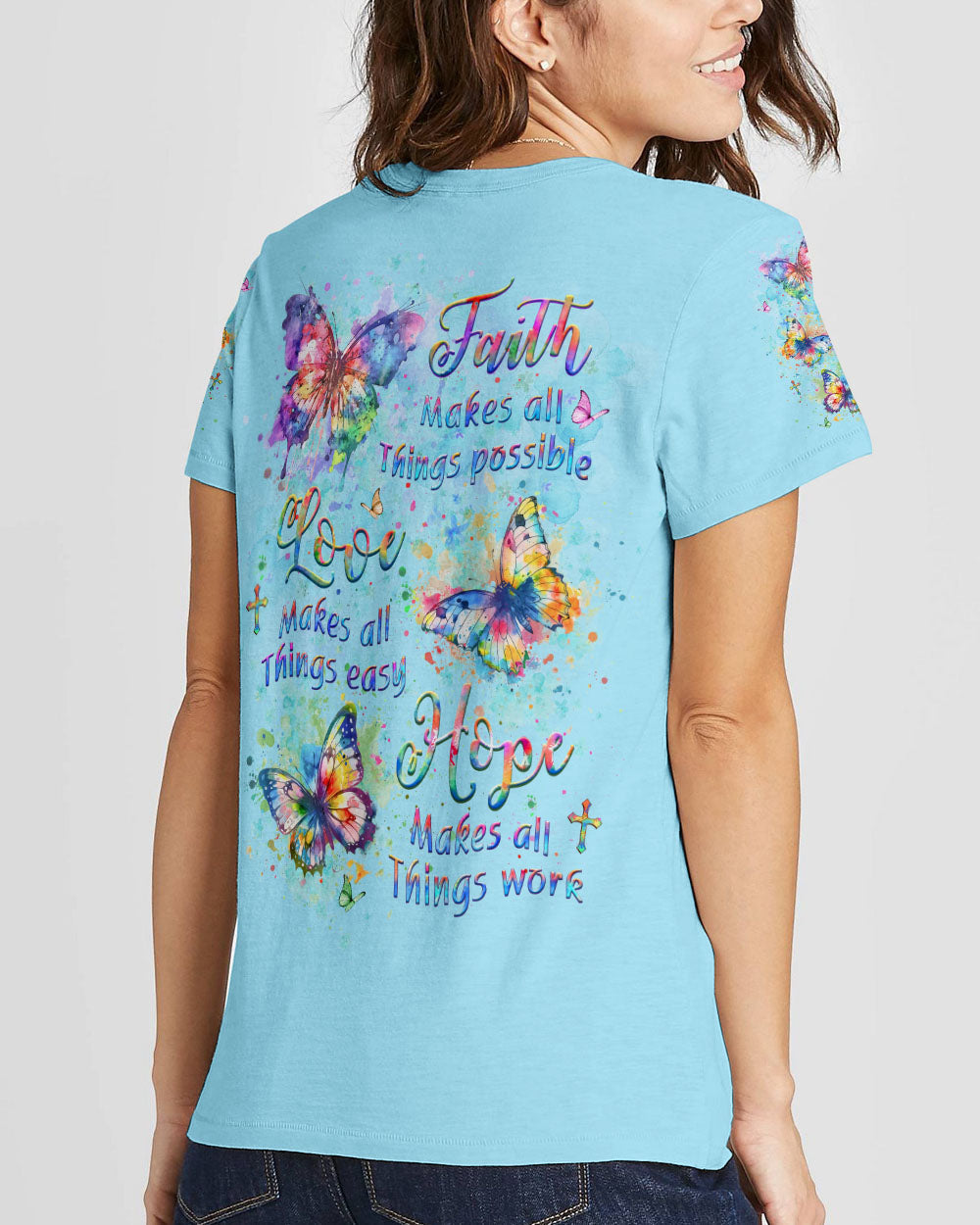 Faith Love Hope Butterfly Women's All Over Print Shirt - Yhlt2003243