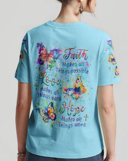 Faith Love Hope Butterfly Women's All Over Print Shirt - Yhlt2003243