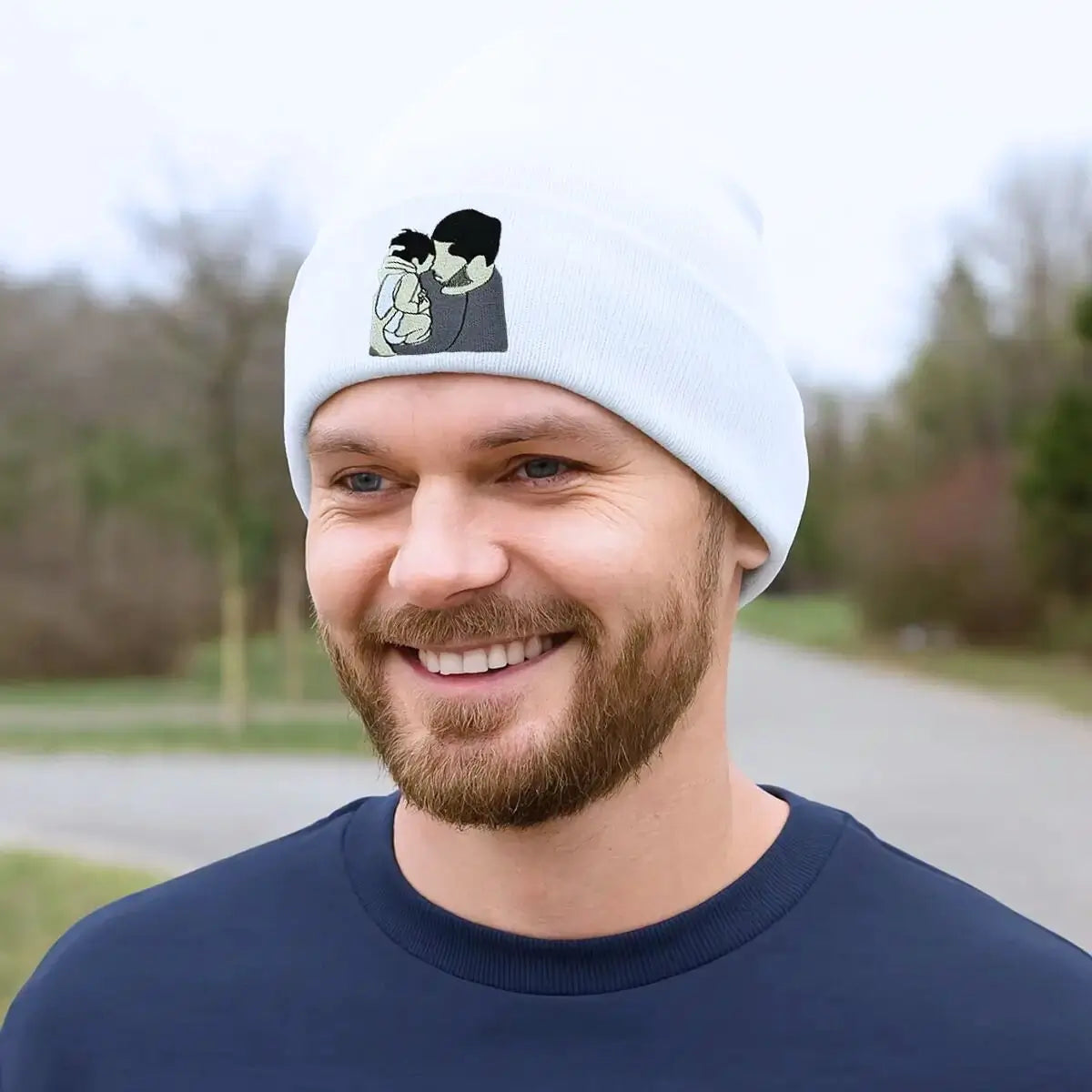 Custom Dad Beanie with Embroidered Portrait from Photo, Best Father's Day Gifts