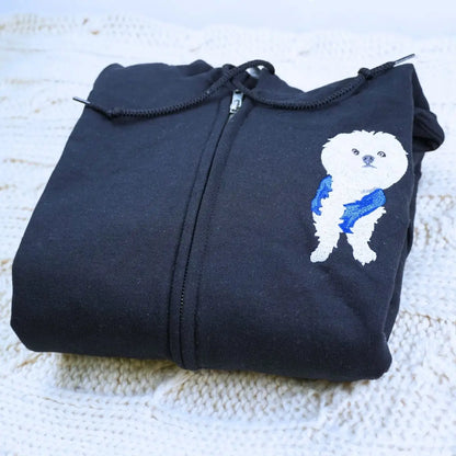 Custom Embroidered Dog Mom Zip Up Hoodie / Quarter-Zip Sweatshirt
