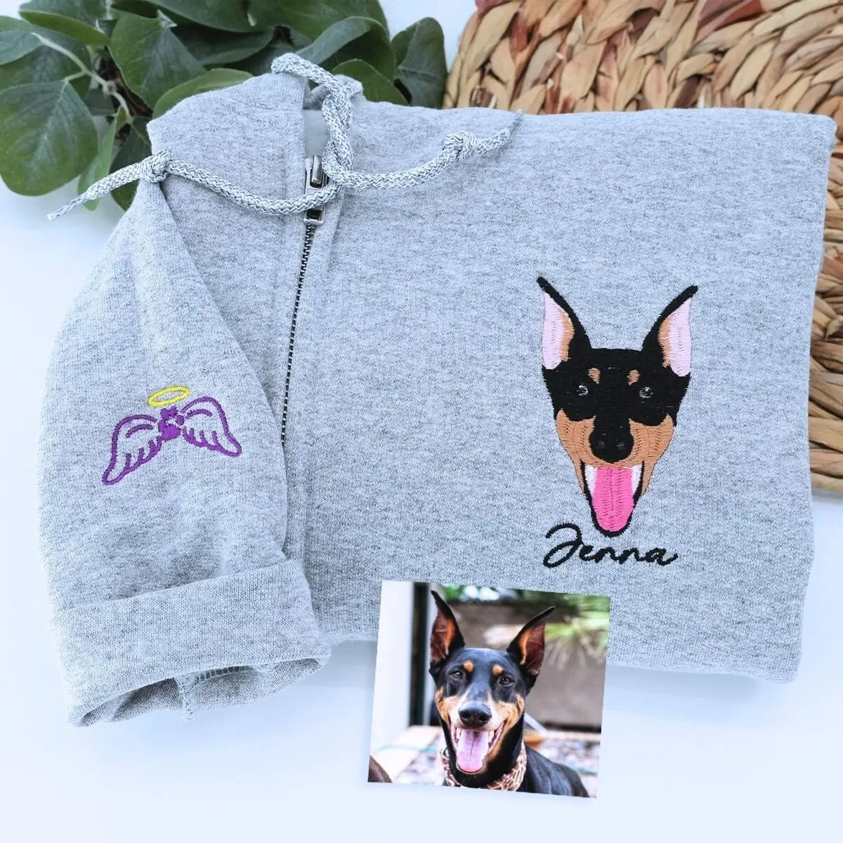 Custom Embroidered Dog Mom Zip Up Hoodie / Quarter-Zip Sweatshirt