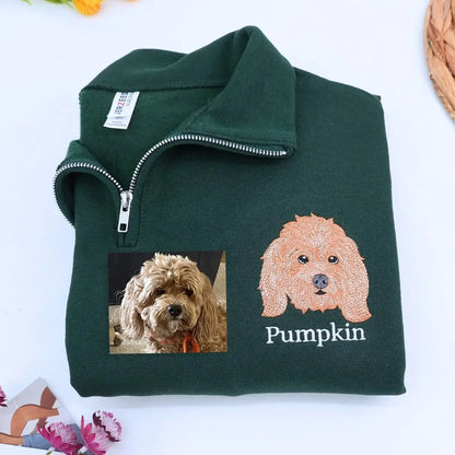 Custom Embroidered Dog Mom Zip Up Hoodie / Quarter-Zip Sweatshirt