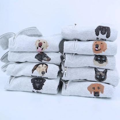 Custom Embroidered Dog Mom Zip Up Hoodie / Quarter-Zip Sweatshirt