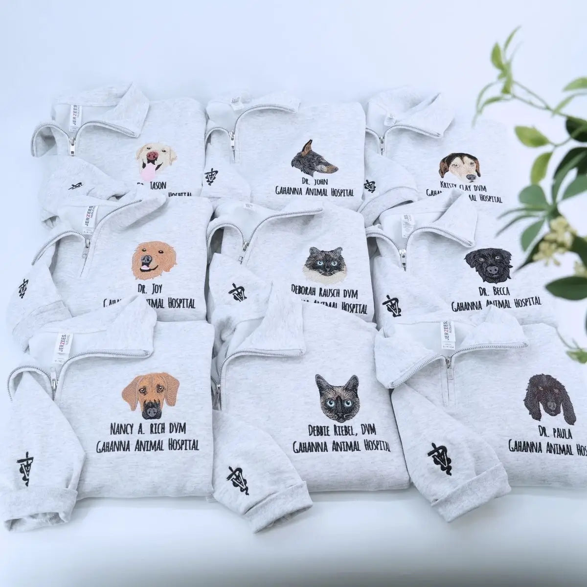 Custom Embroidered Dog Mom Zip Up Hoodie / Quarter-Zip Sweatshirt