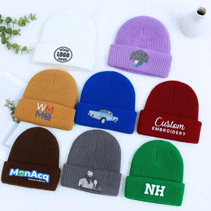 Custom Embroidered Beanie Logo Text Hat, Text Knit Hat, Winter Hat, Womens Beanie