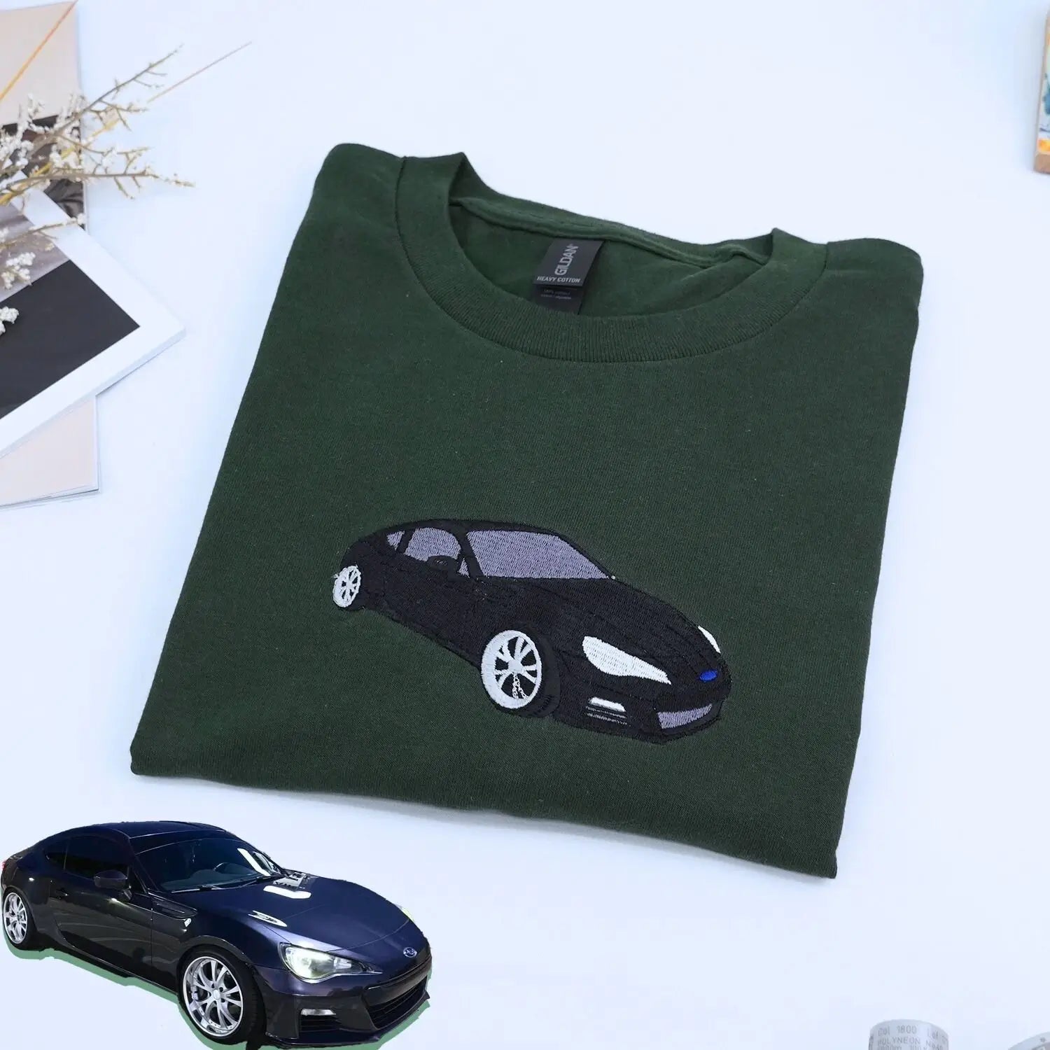 Custom Embroidered Car T-Shirt, Personalized Gifts for Car Guys