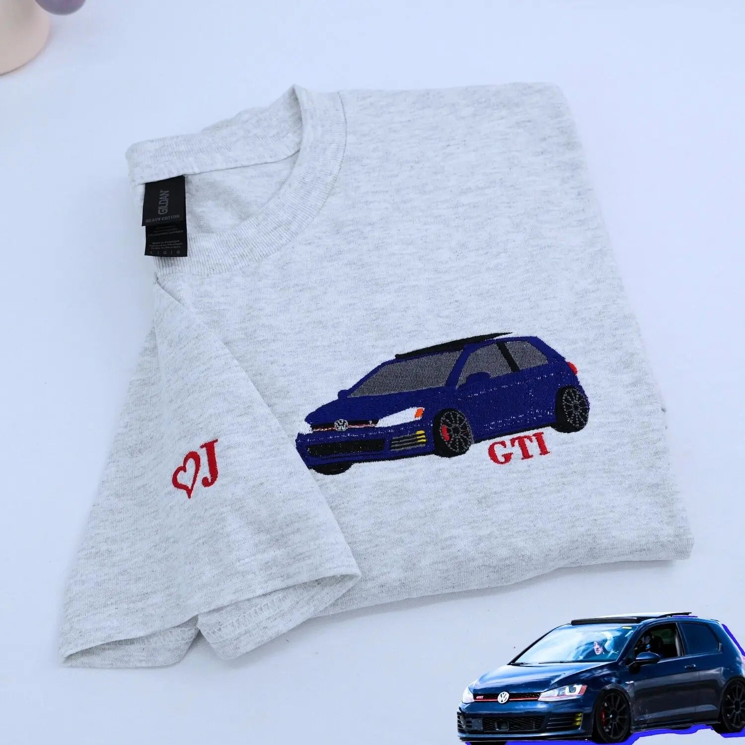Custom Embroidered Car T-Shirt, Personalized Gifts for Car Guys