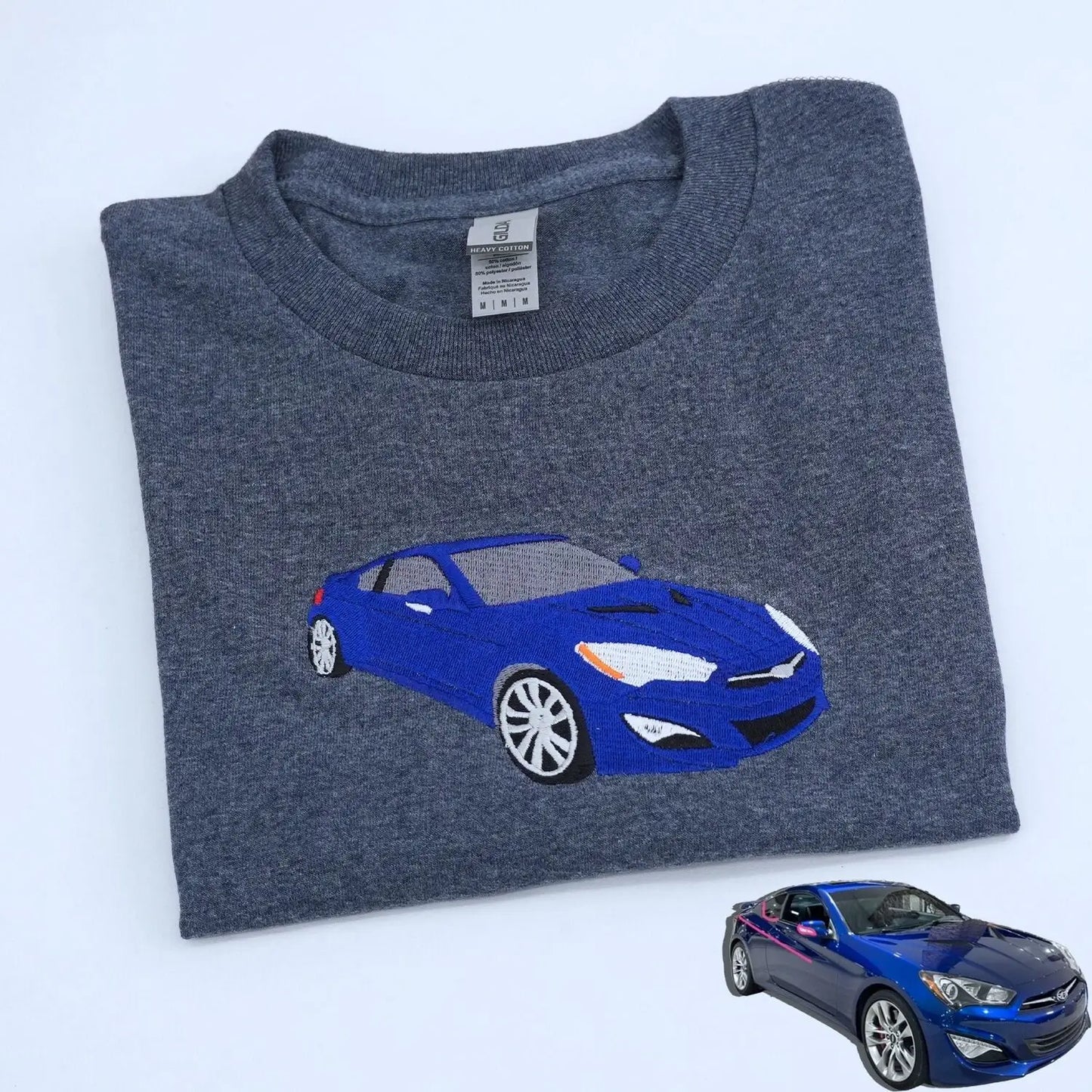 Custom Embroidered Car T-Shirt, Personalized Gifts for Car Guys