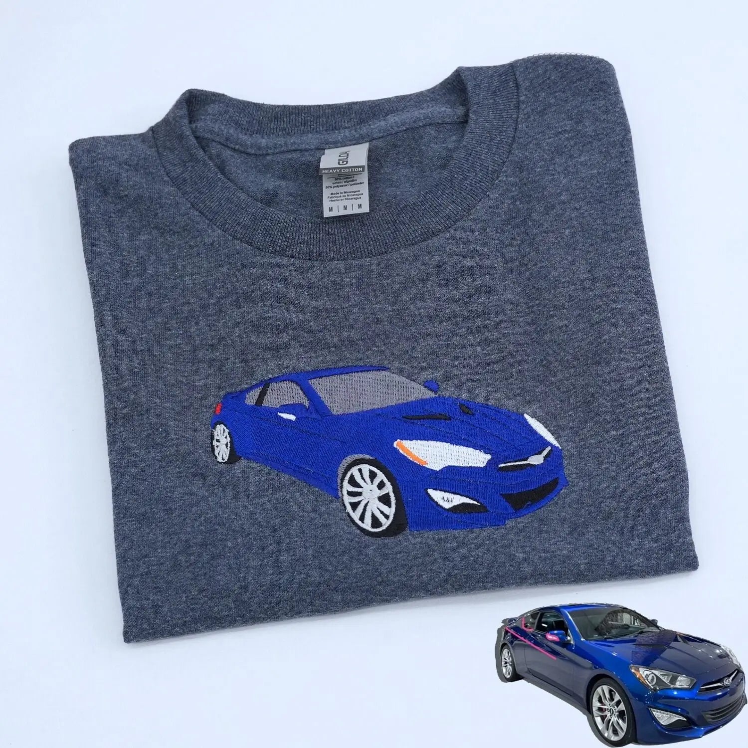 Custom Embroidered Car T-Shirt, Personalized Gifts for Car Guys