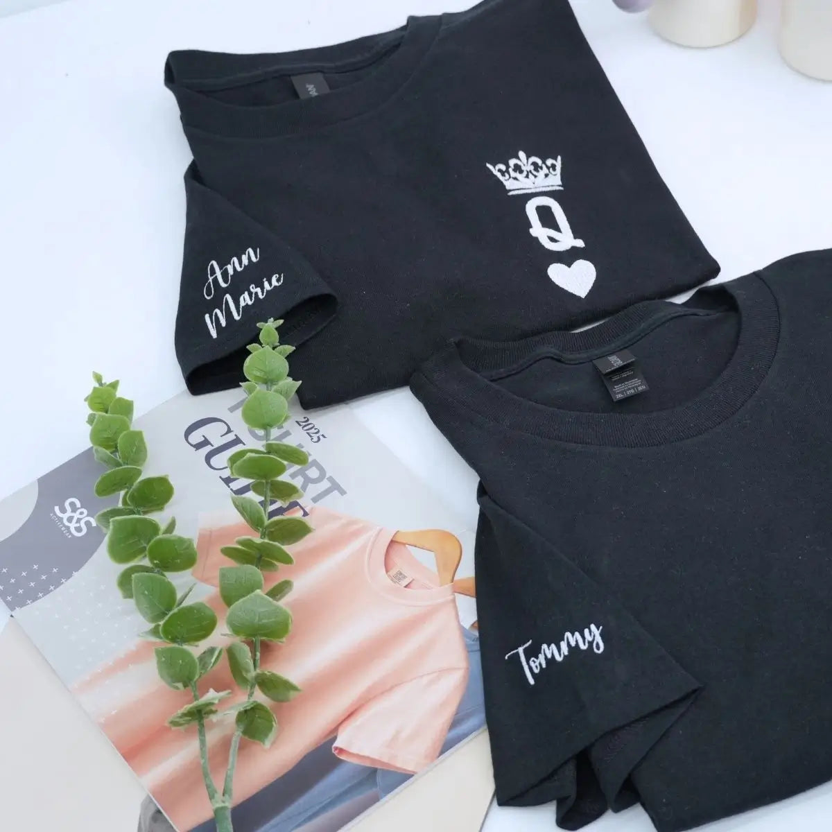 Custom Embroidered King and Queen Shirts for Couple, Personalized Gift for Him Her