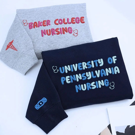 Custom Embroidered College Nursing Sweatshirt, Best Gifts for Nursing Students