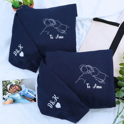 Custom Couple Photo Hoodie for Son - Personalized Anniversary Gift from Mom and Dad