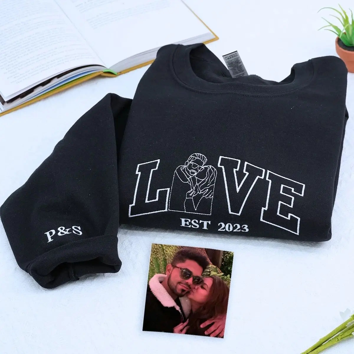Custom Couple Photo Hoodie for Son - Personalized Anniversary Gift from Mom and Dad