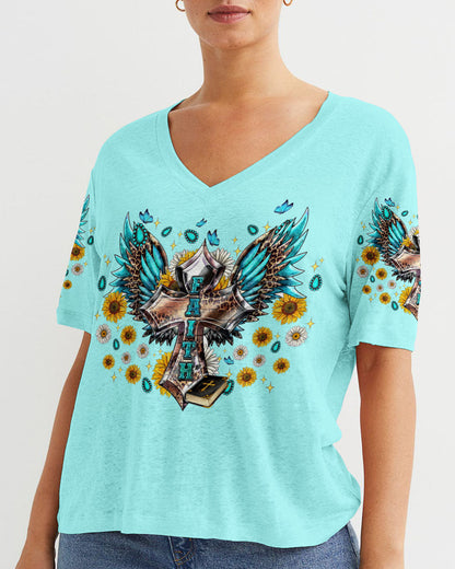 Faith Cross Wings Women's All Over Print Shirt - Tlnt0607233