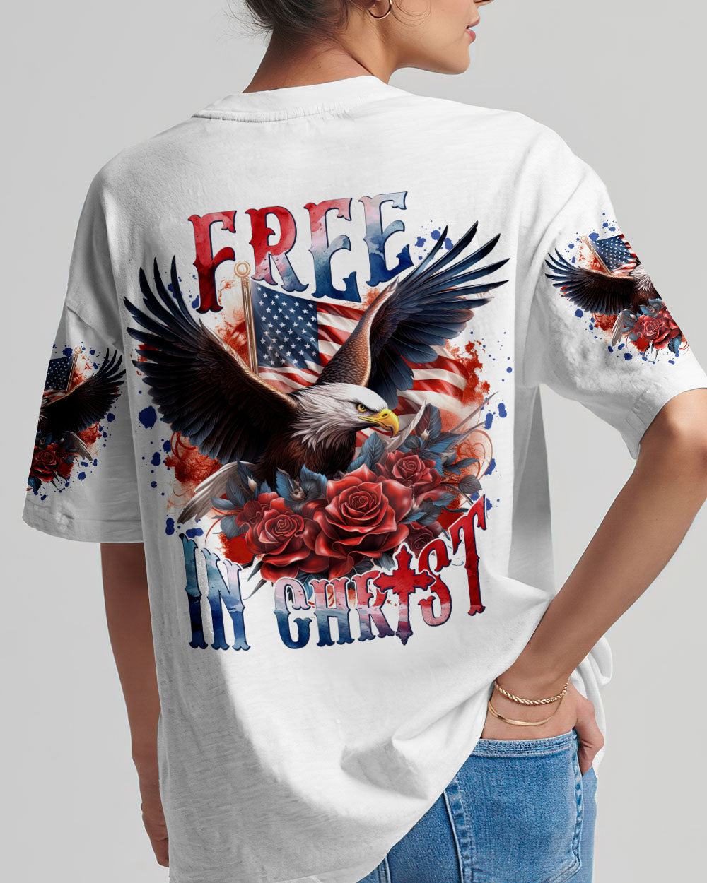 Free In Christ Eagle Women's All Over Print Shirt - Tlnt1807232