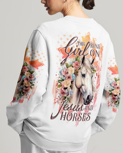 Runs On Jesus And Horses Women's All Over Print Shirt - Tlnt1907234