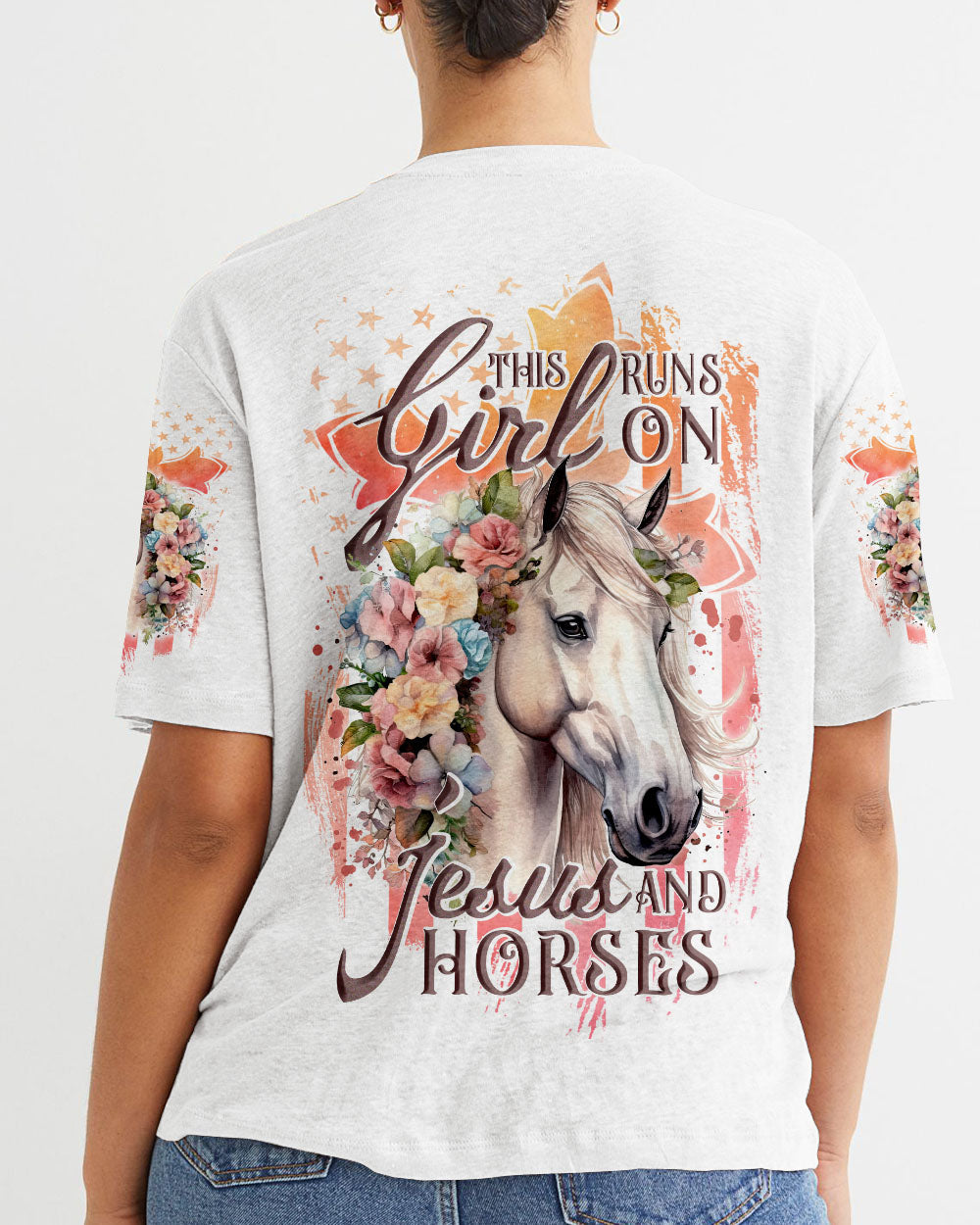 Runs On Jesus And Horses Women's All Over Print Shirt - Tlnt1907234