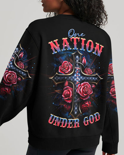 One Nation Under God Cross Rose Women's All Over Print Shirt - Tltr0407233