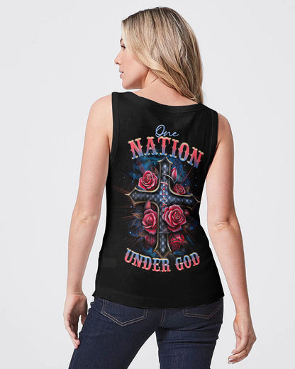 One Nation Under God Cross Rose Women's All Over Print Shirt - Tltr0407233