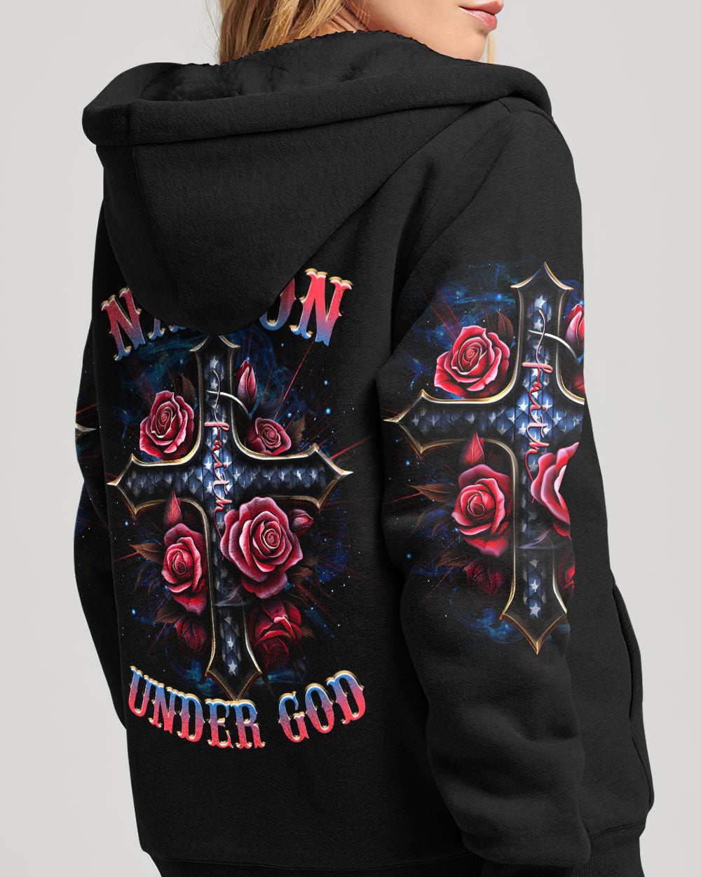 One Nation Under God Cross Rose Women's All Over Print Shirt - Tltr0407233