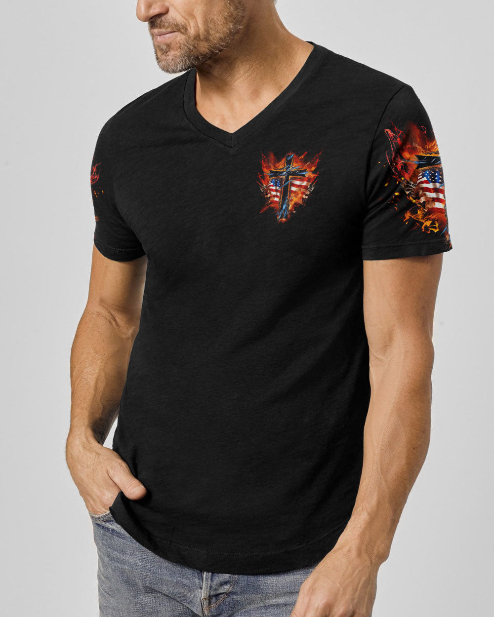 Stand For The Flag Kneel For The Cross Men's All Over Print Shirt - Tltr0707231