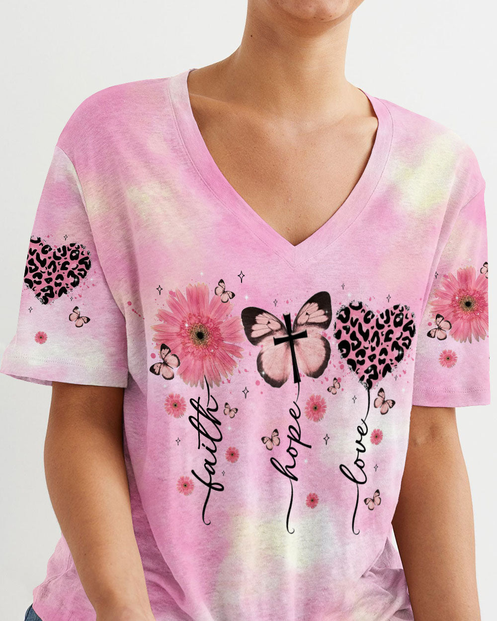 Faith Hope Love Tie Dye Women's All Over Print Shirt - Tltr1307231