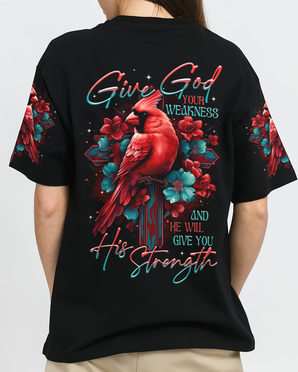 Give God Your Weakness Cardinal Bird Women's All Over Print Shirt - Tltr1707231