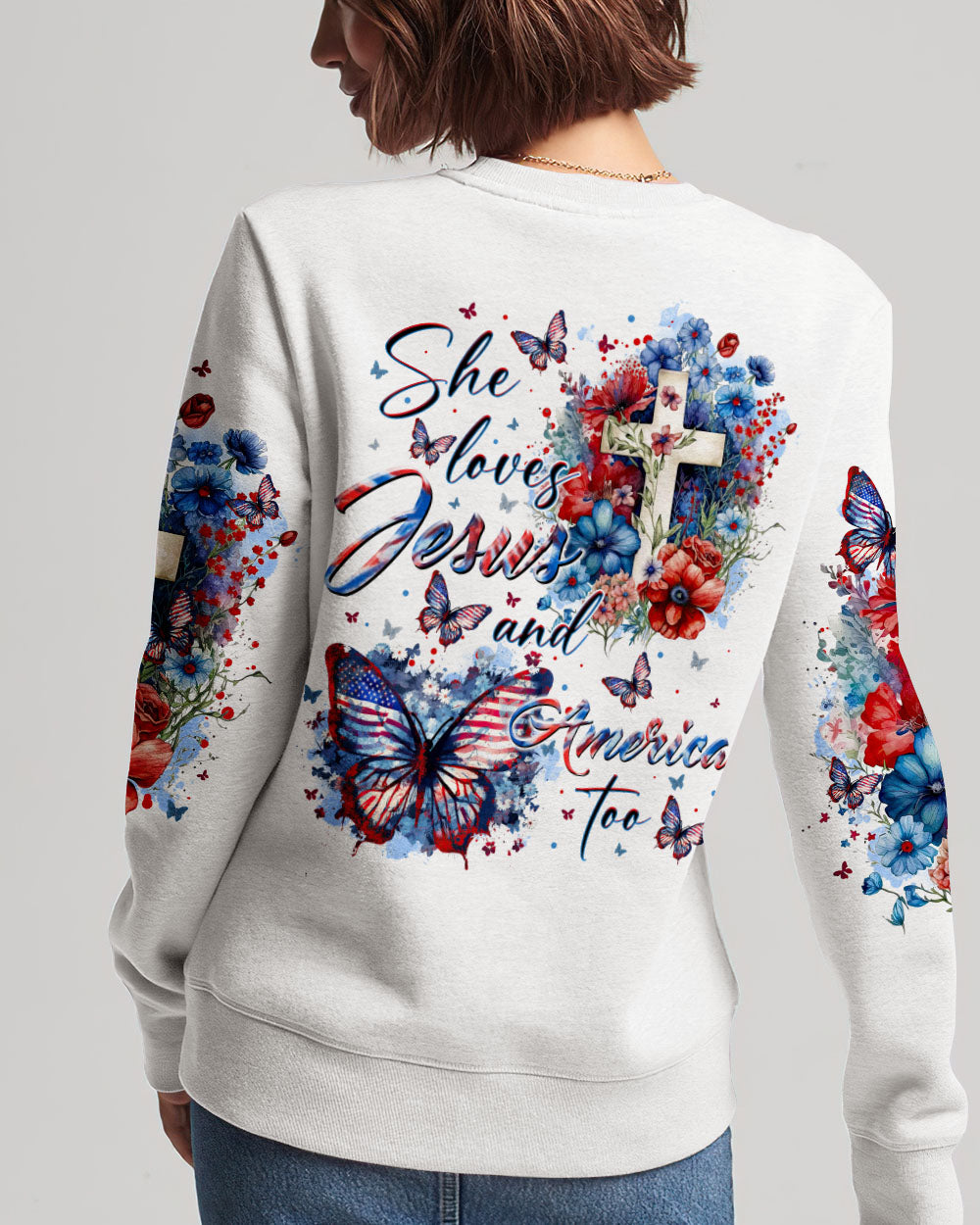 She Loves Jesus And America Too Women's All Over Print Shirt - Tltr2107231