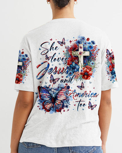 She Loves Jesus And America Too Women's All Over Print Shirt - Tltr2107231