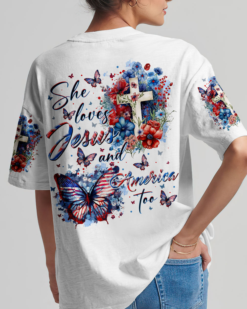 She Loves Jesus And America Too Women's All Over Print Shirt - Tltr2107231