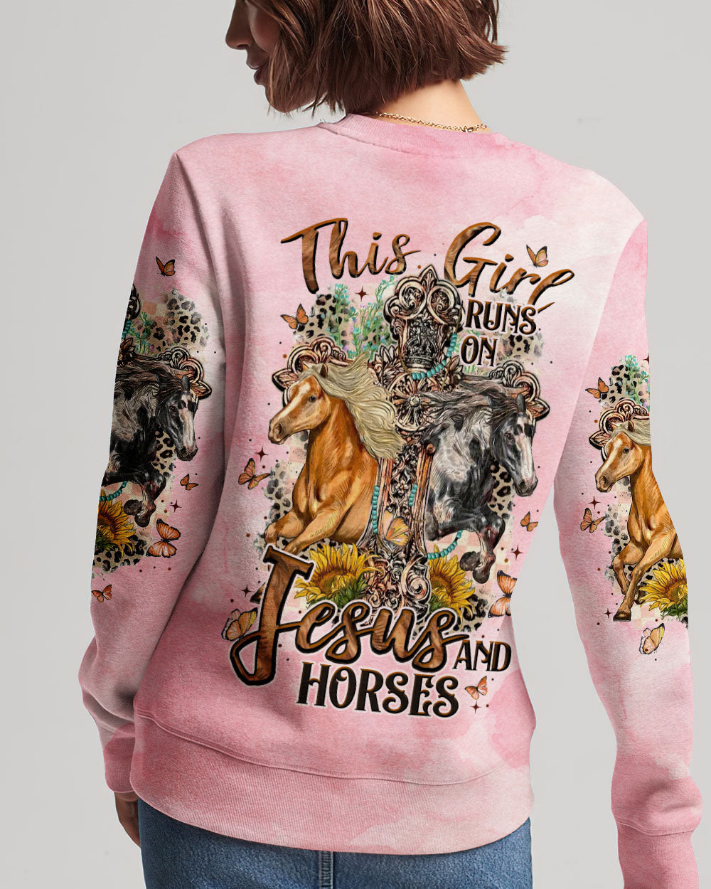 Runs On Jesus And Horses Women's All Over Print Shirt - Tltw0807234