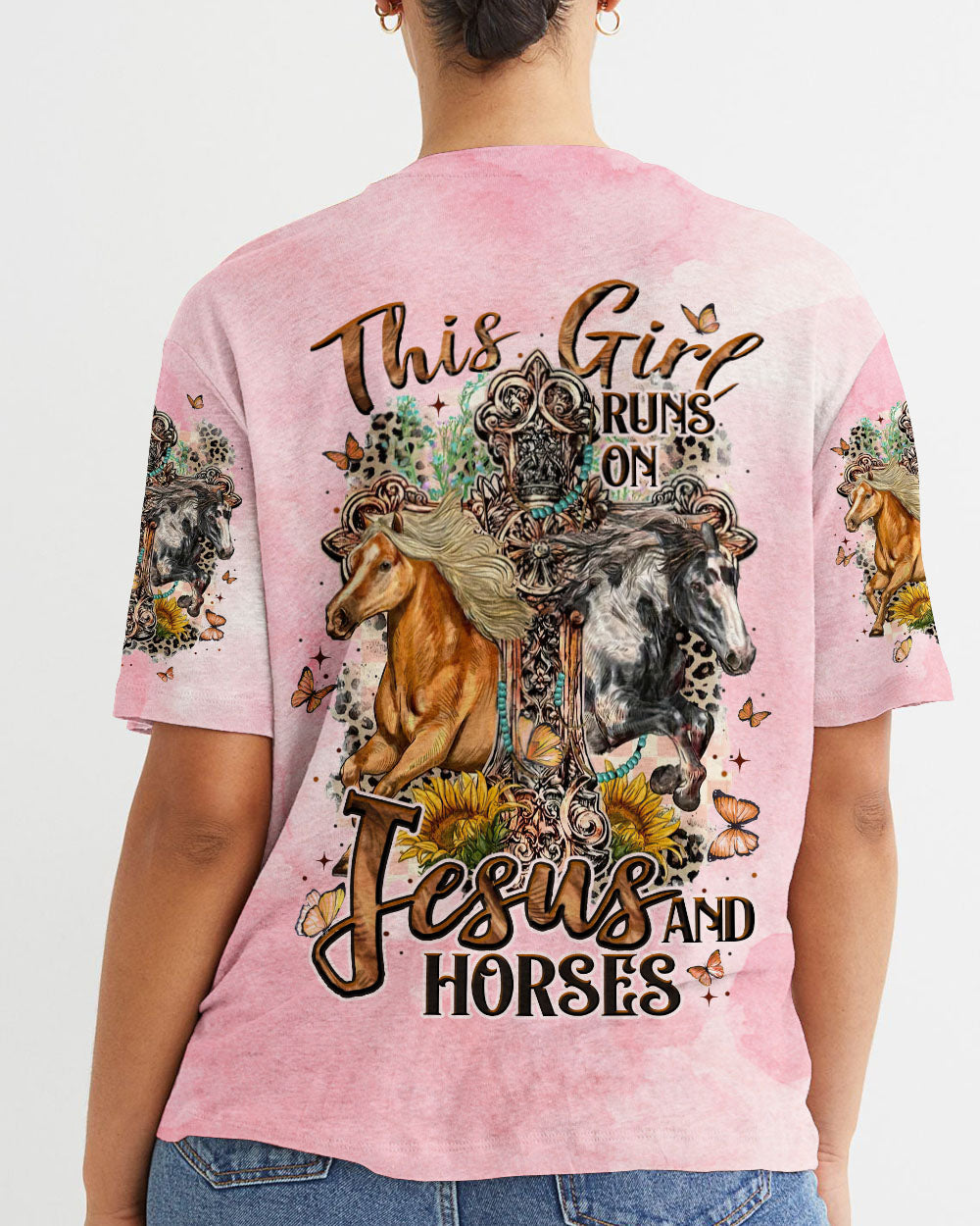 Runs On Jesus And Horses Women's All Over Print Shirt - Tltw0807234