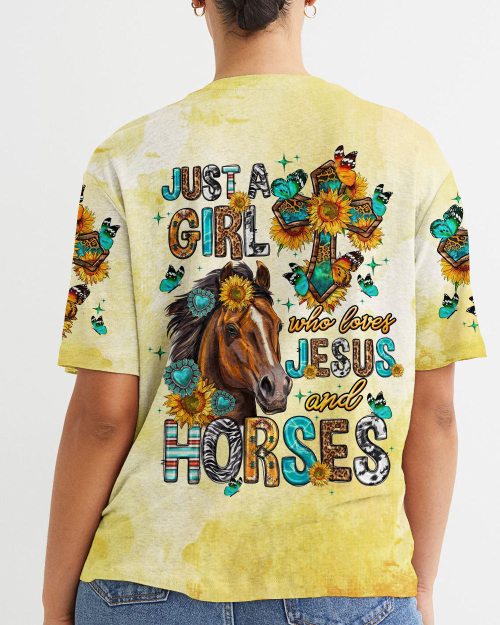 Just A Girl Who Loves Jesus And Horses Women's All Over Print Shirt - Tltw0807236