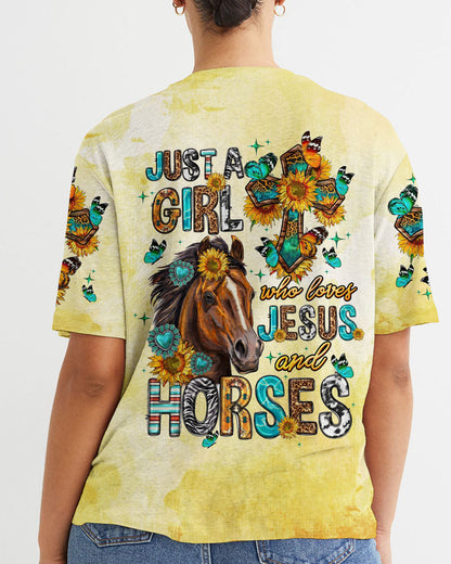 Just A Girl Who Loves Jesus And Horses Women's All Over Print Shirt - Tltw0807236