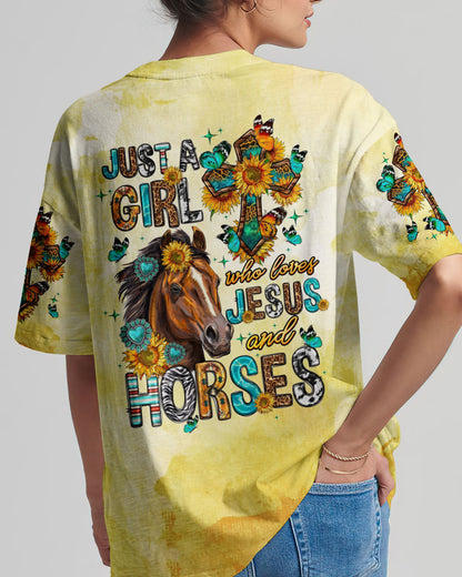 Just A Girl Who Loves Jesus And Horses Women's All Over Print Shirt - Tltw0807236