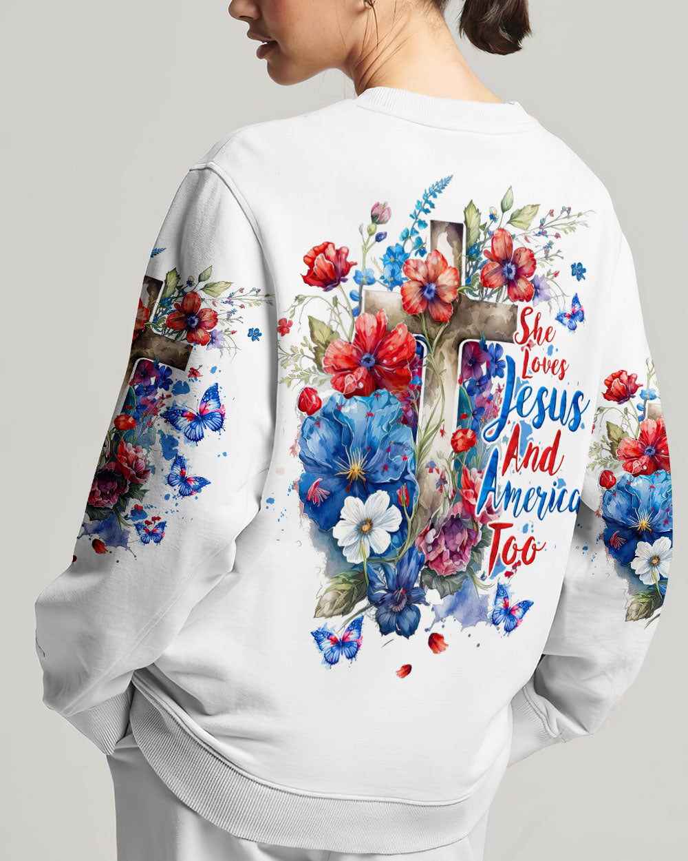 She Loves Jesus And America Too Women's All Over Print Shirt - Tltw2407233