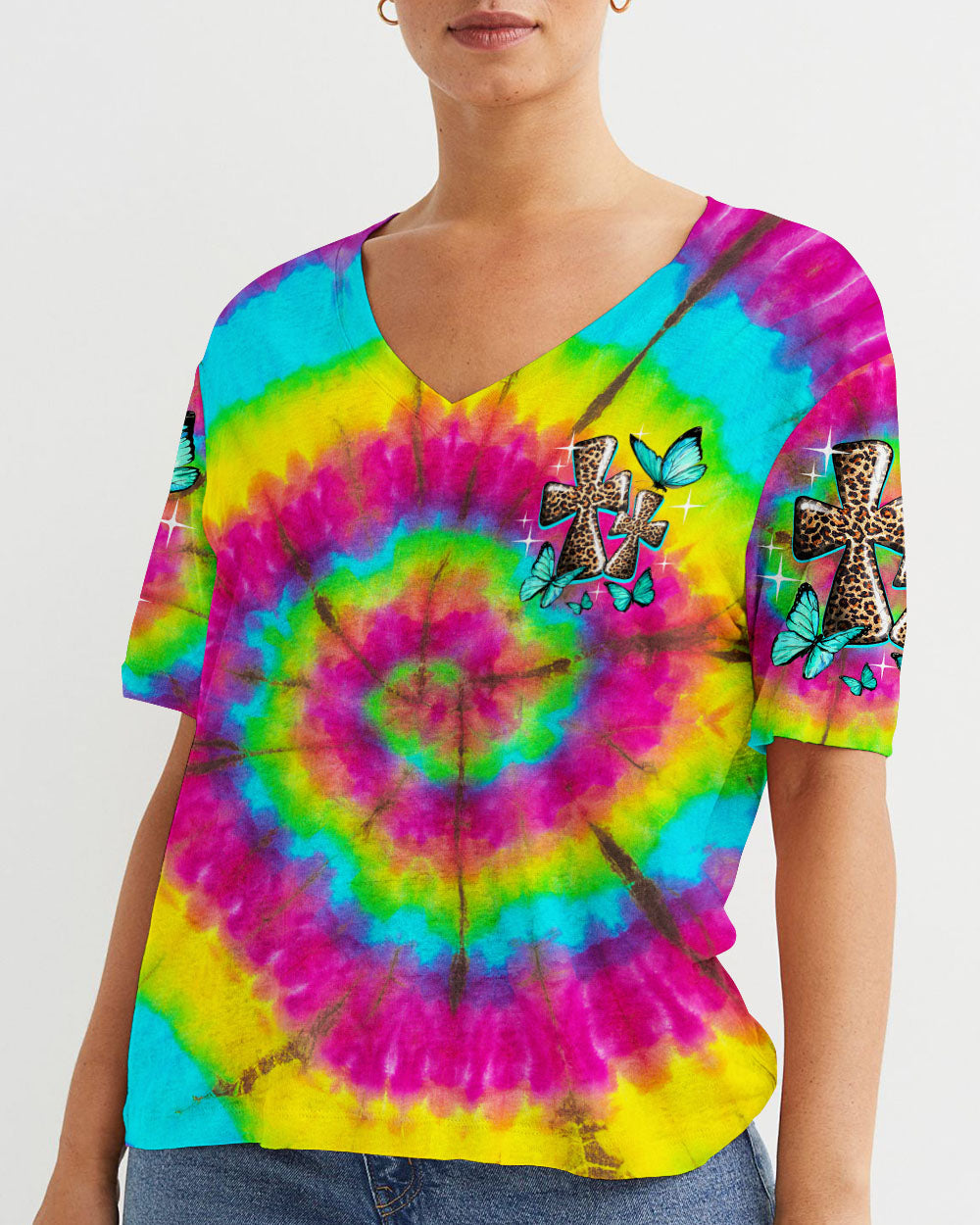 Love Cross Tie Dye Women's All Over Print Shirt - Ty1007232