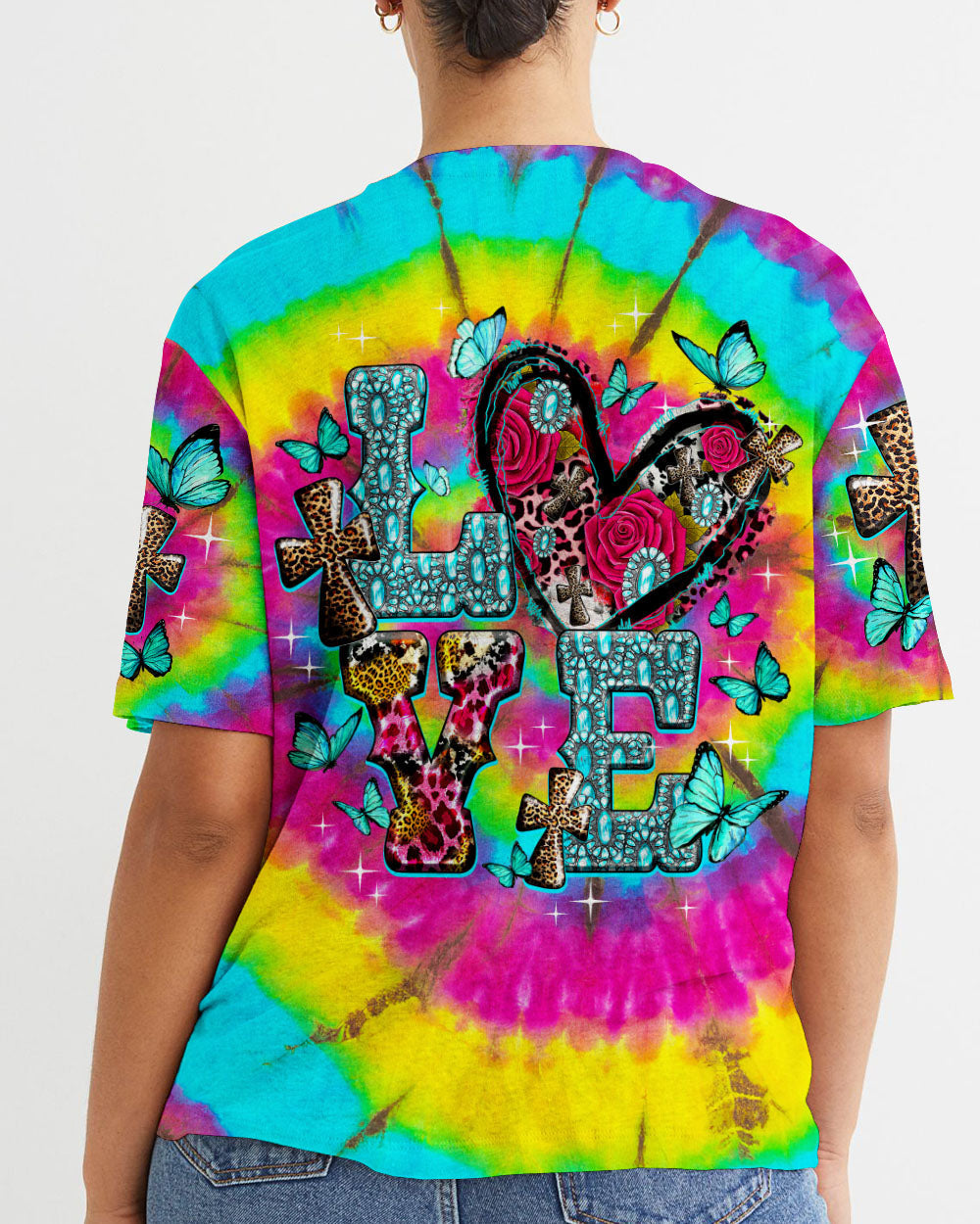 Love Cross Tie Dye Women's All Over Print Shirt - Ty1007232