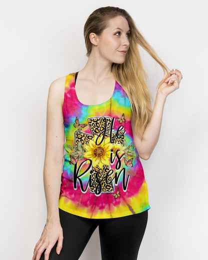 He Is Risen Cross With Sunflowers Tie Dye Women's All Over Print Shirt - Tytd0707231