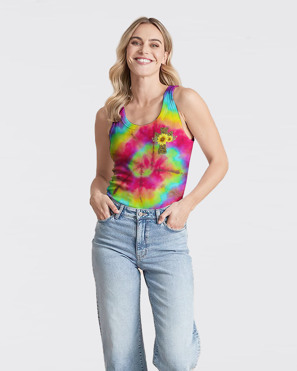 He Is Risen Cross With Sunflowers Tie Dye Women's All Over Print Shirt - Tytd0707231