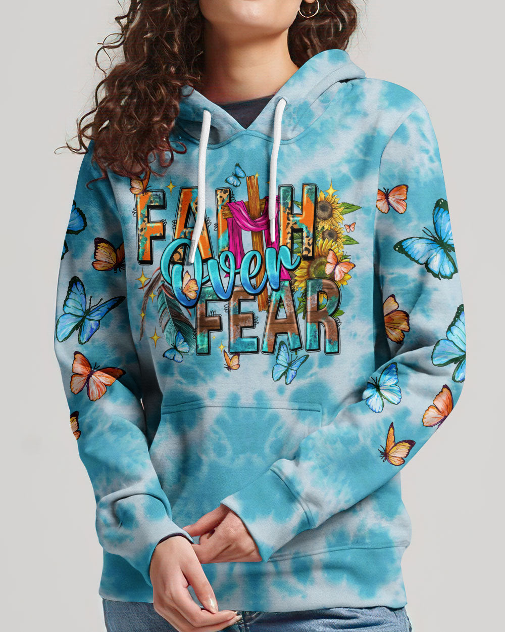 Faith Over Fear Tie Dye Women's All Over Print Shirt - Tytd0807233