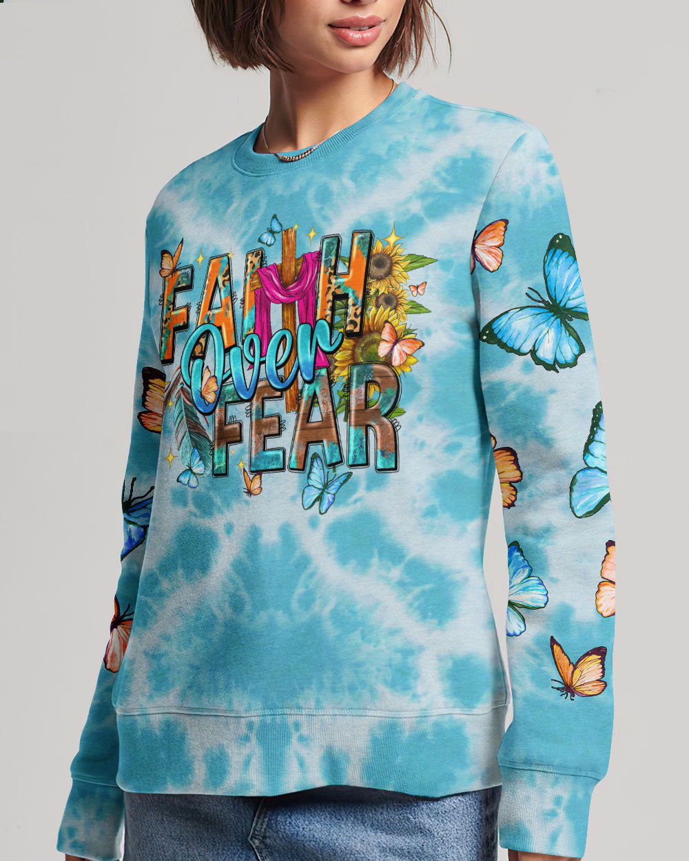 Faith Over Fear Tie Dye Women's All Over Print Shirt - Tytd0807233