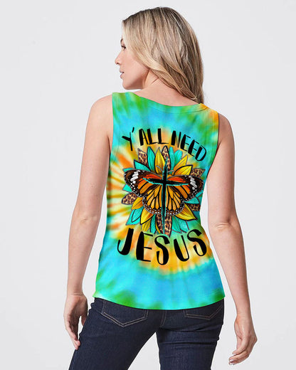 Y'all Need Jesus Tie Dye Women's All Over Print Shirt - Tytd1007235