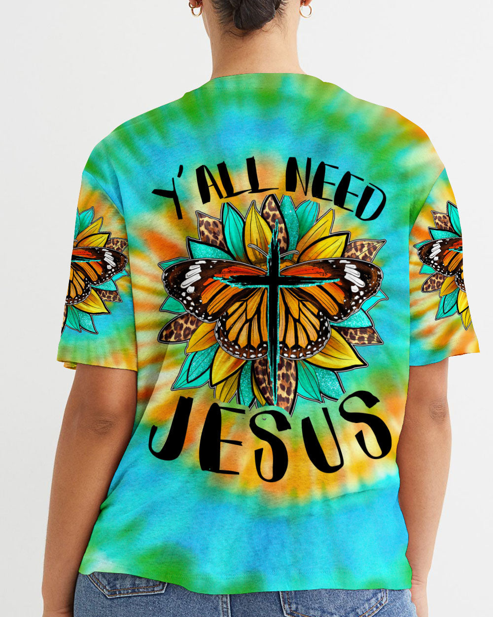 Y'all Need Jesus Tie Dye Women's All Over Print Shirt - Tytd1007235