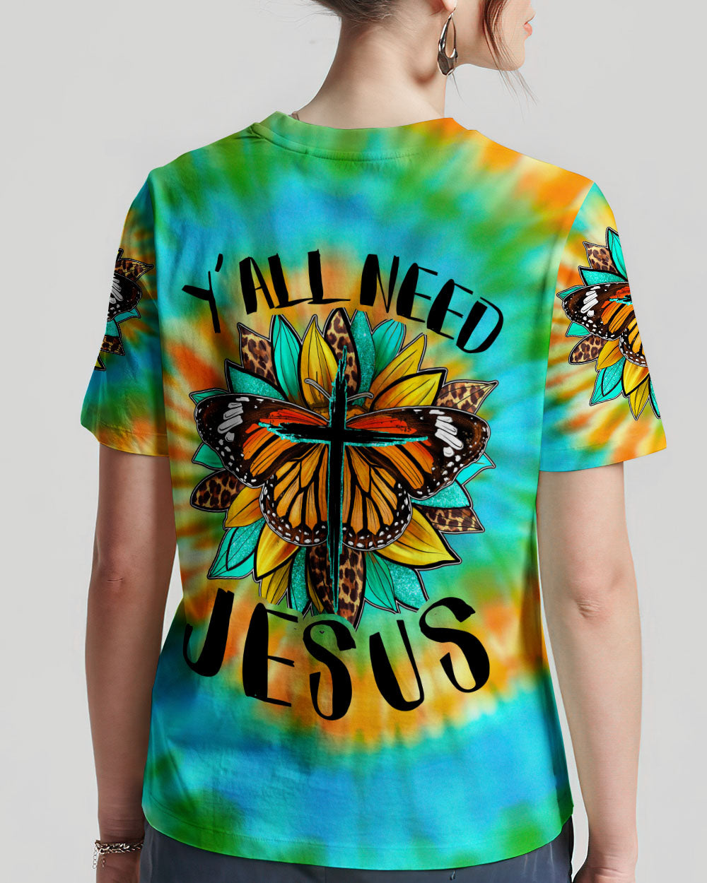 Y'all Need Jesus Tie Dye Women's All Over Print Shirt - Tytd1007235