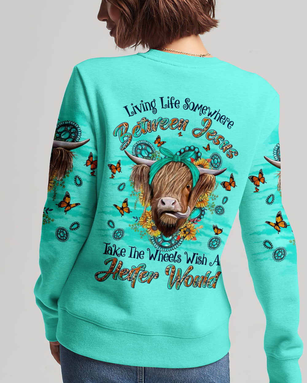 Living Life Somewhere Between Jesus Heifer Women's All Over Print Shirt - Yhln1407234