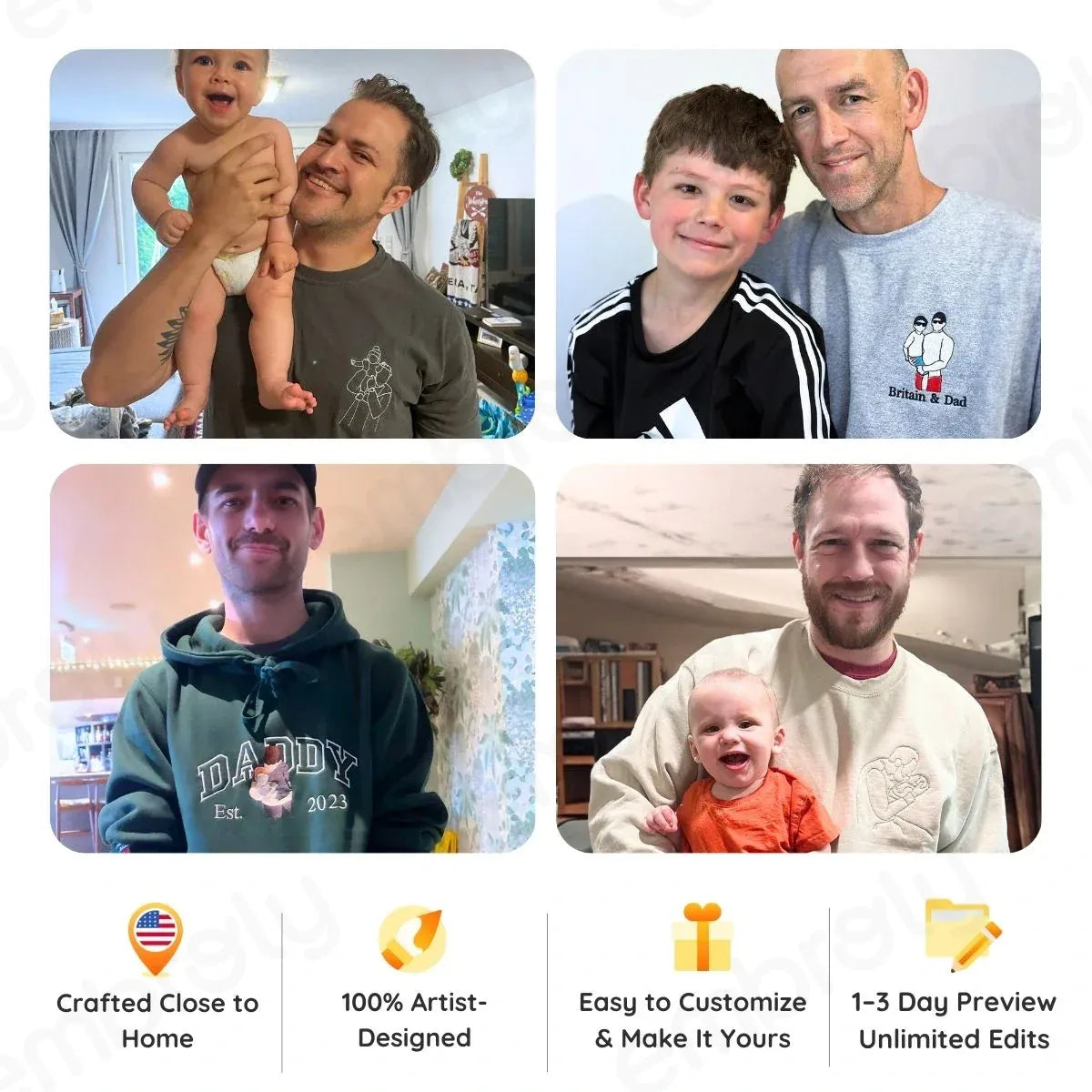 Custom Dad Life Photo Hoodie or Sweatshirt – Personalized Embroidered Gift for Father’s Day Birthday