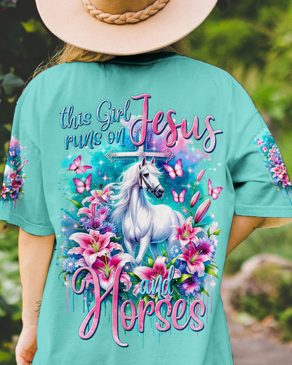 Runs On Jesus And Horses Women's All Over Print Shirt - Tytm1312234